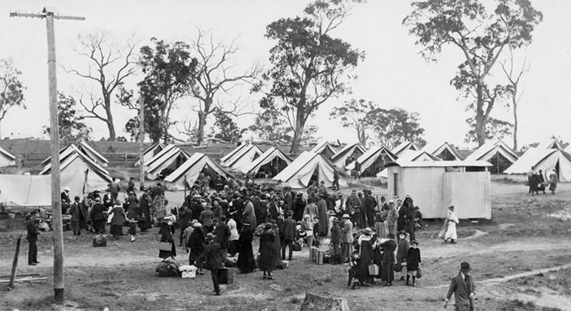 Карантинный лагерь в Валлангарре, Австралия, 1919