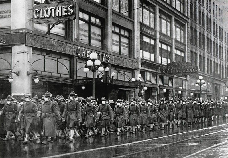39-й полк армии США в масках, Сиэтл, декабрь 1918