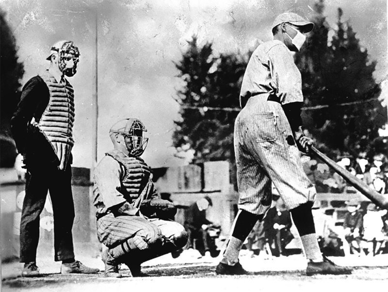 Бейсболисты в разгар испанского гриппа, 1918