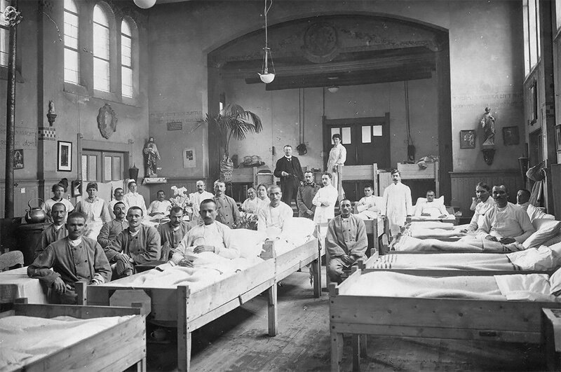 Сербские солдаты проходят лечение в Роттердаме, Нидерланды, 5 февраля 1919