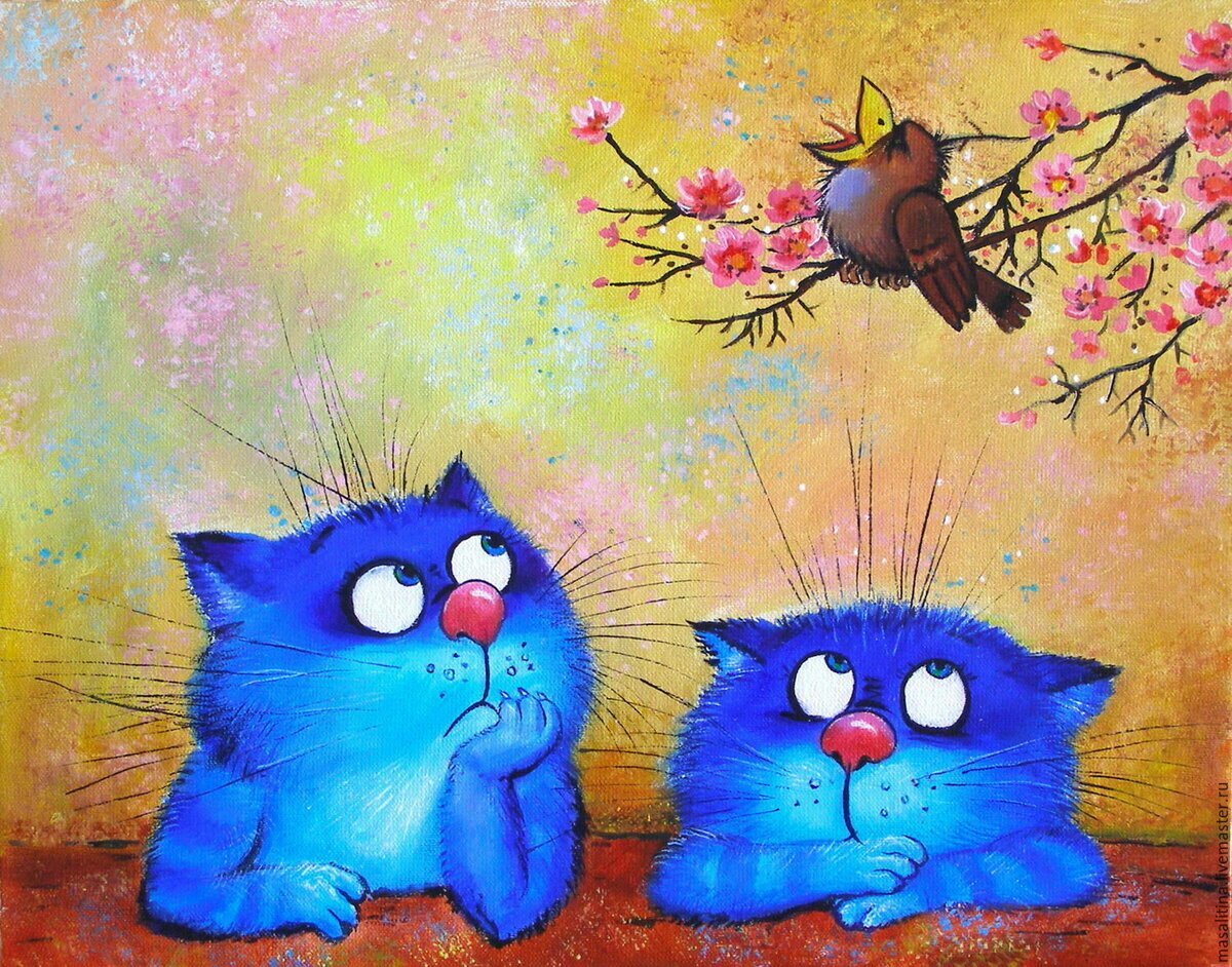 синий кот и кошка картинки