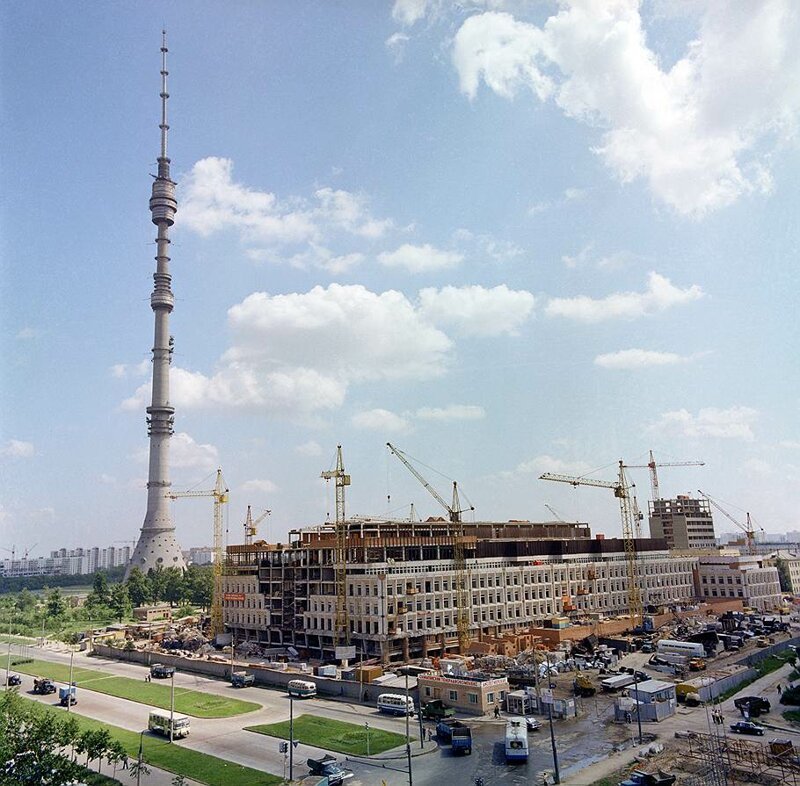 Фото строительства останкинской телебашни