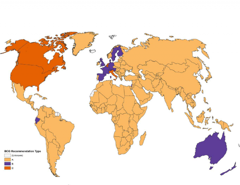 Карта мира с разными вариантами вакцинации