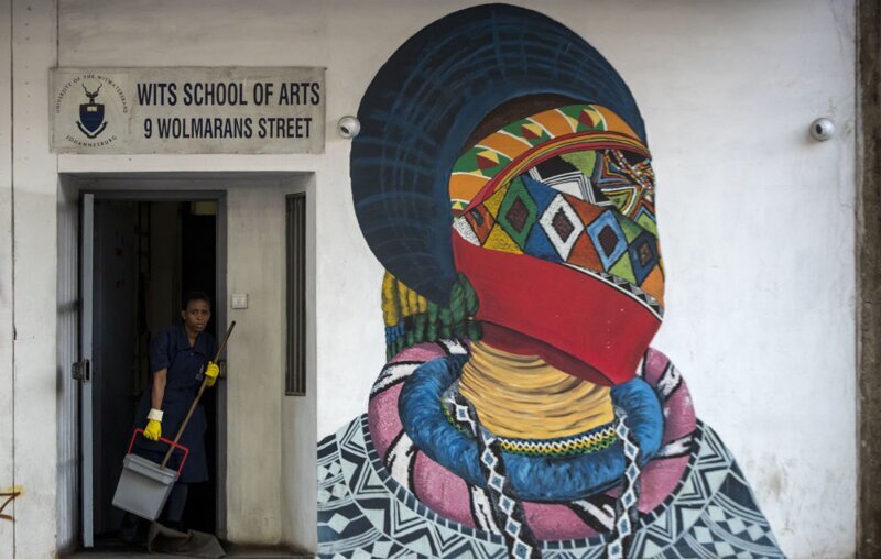 Граффити на художественной школе в Йоханнесбурге, Южная Африка