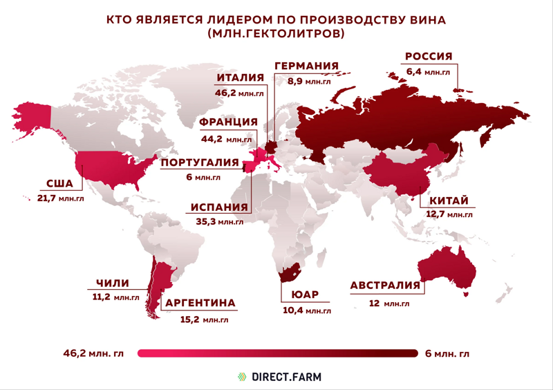 Страны-лидеры по производству вина