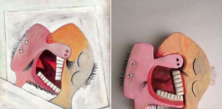 Пабло Пикассо "Поцелуй" и его современная копия из подручных материалов