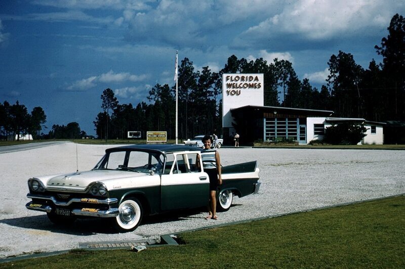 На въезде в штат Флорида, 1958 год.