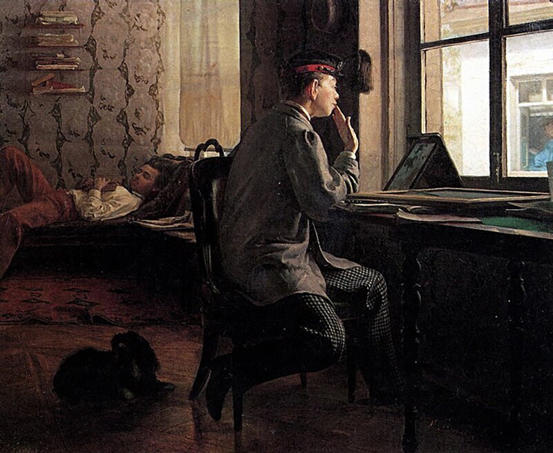 Илья Репин — Подготовка к экзамену, 1864.