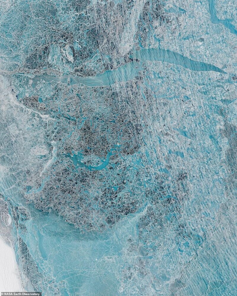 Снимок Новосибирских островов, разделенных проливом Санникова, сделан в июле 2016 года со спутника Landsat 8