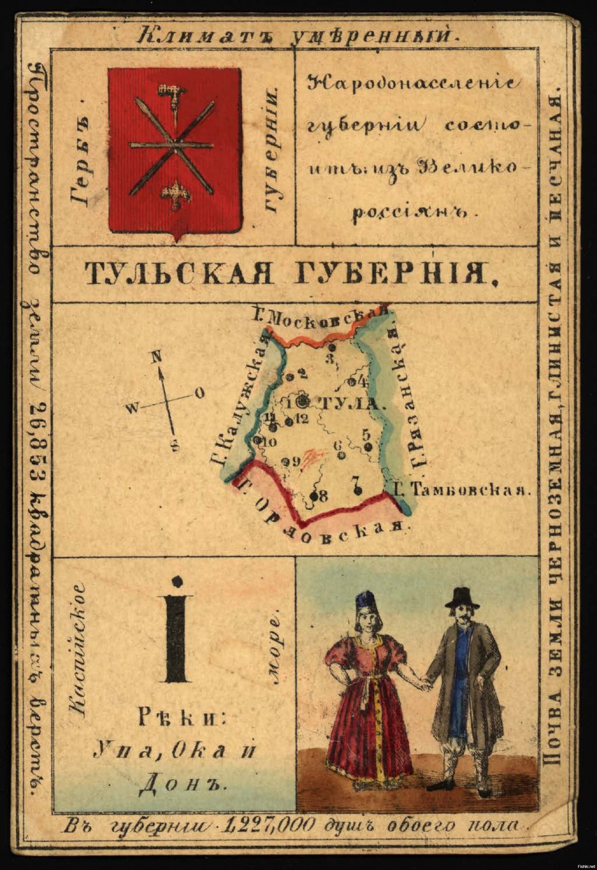 Карта тульской губернии 1860