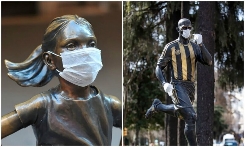 "Остановите это!": люди массово надевают медицинские маски на статуи