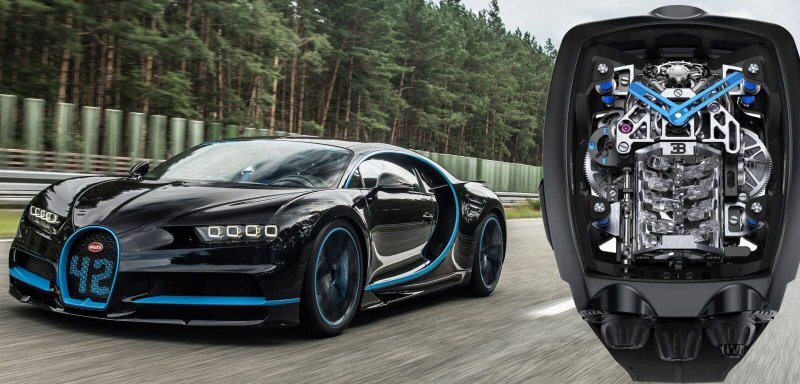 Необыкновенные часы с миниатюрным 16-цилиндровым двигателем от Bugatti Chiron