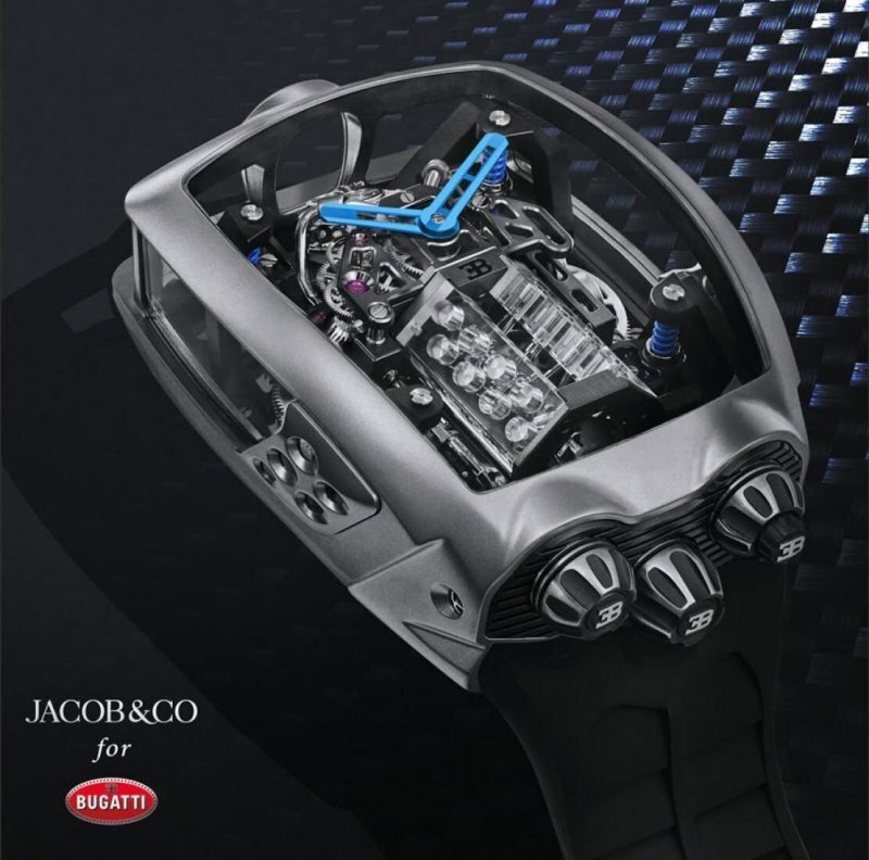 Необыкновенные часы с миниатюрным 16-цилиндровым двигателем от Bugatti Chiron