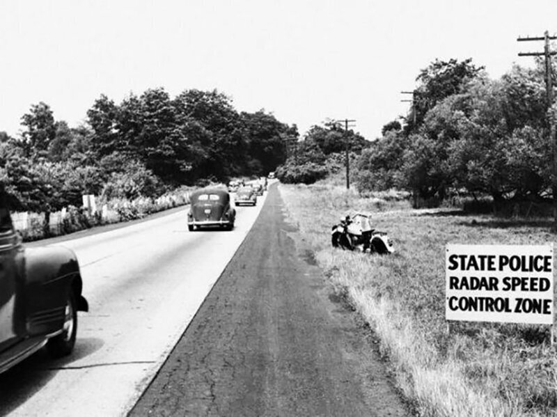 Первое применение полицейского радара, 1949 год, Гластонбери, США