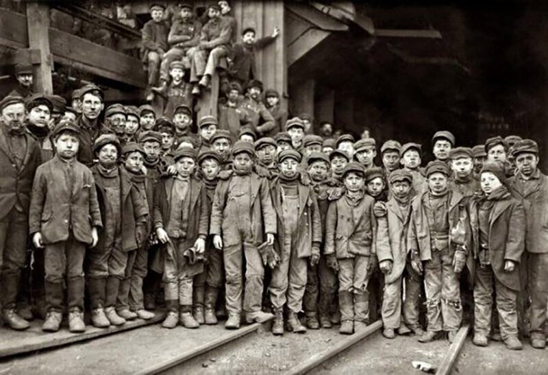 Рабочие угольной шахты, 1911 год, Пенсильвания, США