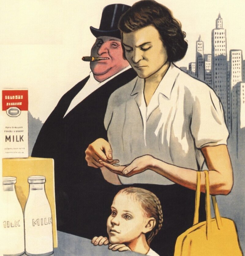 Карикатуры времен СССР о капитализме