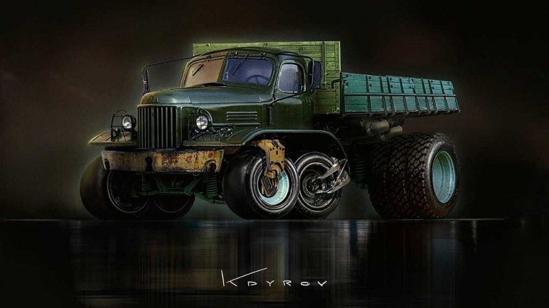 Постапокалиптические автомобили художника Данияра Кдырова