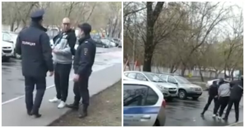 В Краснодаре полицейские грубо задержали мужчину, который отошел от подъезда дальше 100 метров
