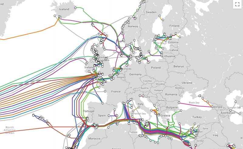 3. Карта проложенных под водой интернет-кабелей