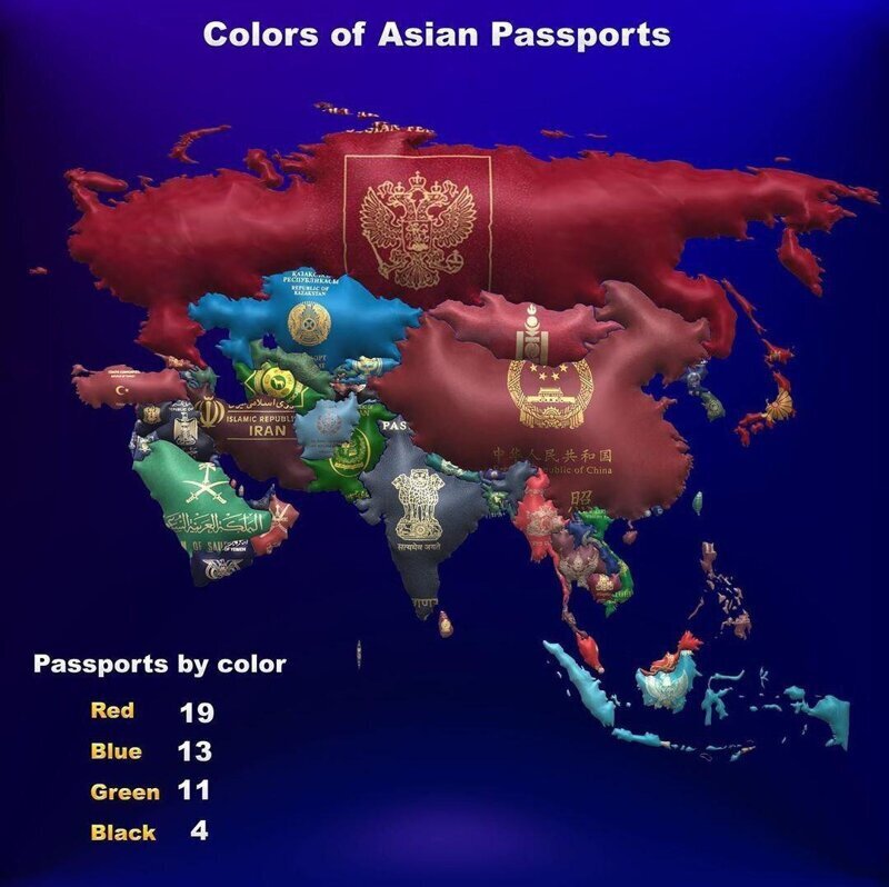 9. Цвета паспортов стран Азии