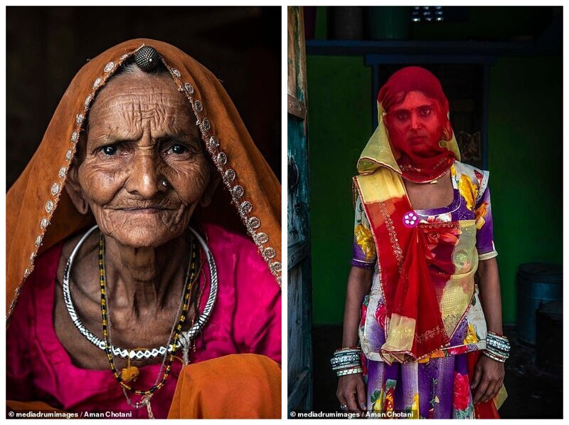 Слева - женщина из племени Бхил, справа - женщина из племени Банджара
