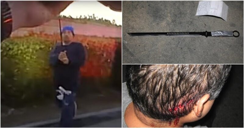 В США мужчина с мечом попытался напасть на полицейского