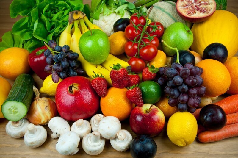 4. Сырые фрукты и овощи