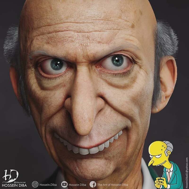 Художник создал реалистичные персонажи из мультсериала «Симпсоны»