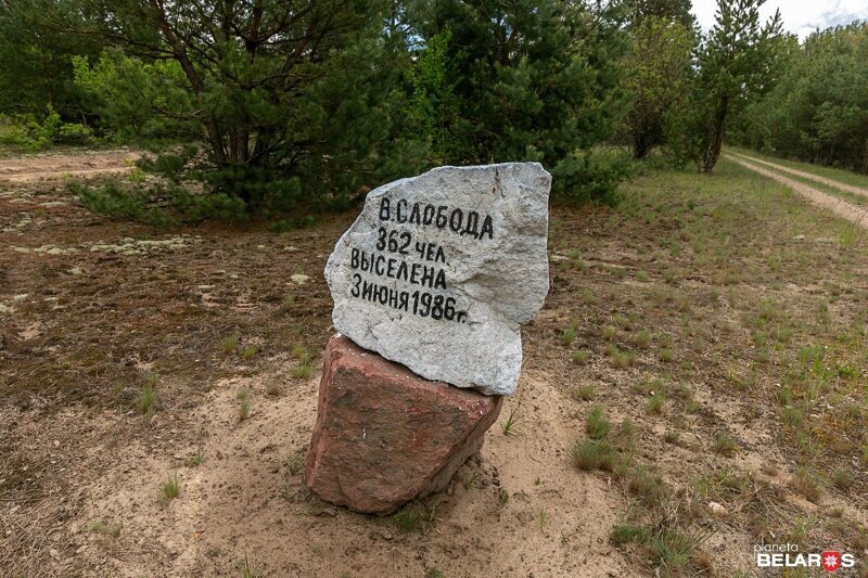Брагинский район, памятный камень на въезде в деревню с говорящим названием Выгребная Слобода.