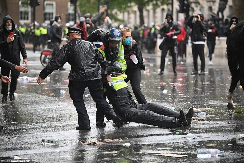 Столкновения в Лондоне: демонстранты против лошадей