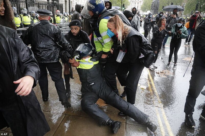 Столкновения в Лондоне: демонстранты против лошадей