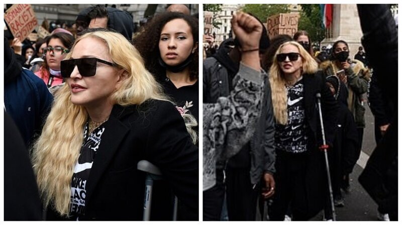 Мадонна на костылях пришла выразить свой протест против расизма