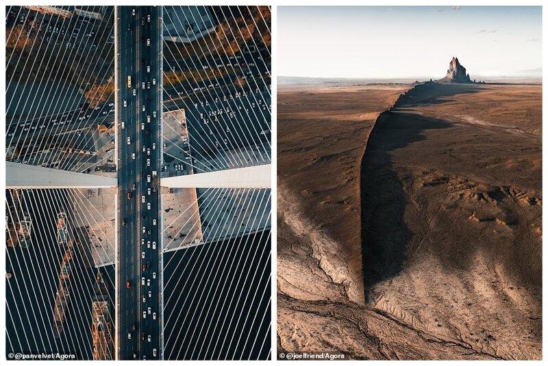 Слева - вид на мост, Владивосток. Фотограф - Виталий Тюк, Россия. Справа - пейзаж в Нью-Мексико, США. Фотограф - Джоэль Френд, Великобритания