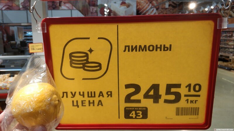 Цена на лимоны 17 апреля в магазине «Магнит», г. Ейск Юрий Ляшко © ИА Красная Весна