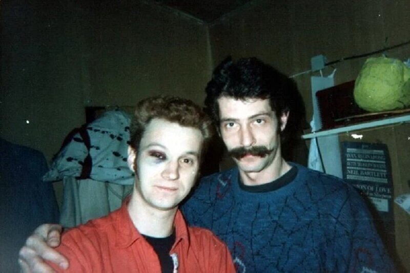 Георгий Делиев и Борис Барский на съёмках передачи «Маски-шоу», 90-е