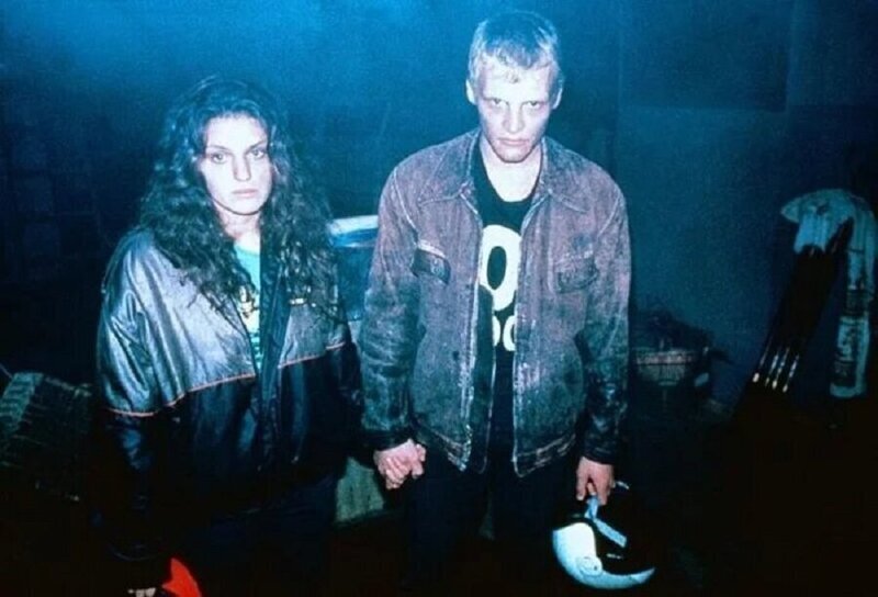 Марина Могилевская и Алексей Серебряков на съёмках фильма "Распад", 1990 год
