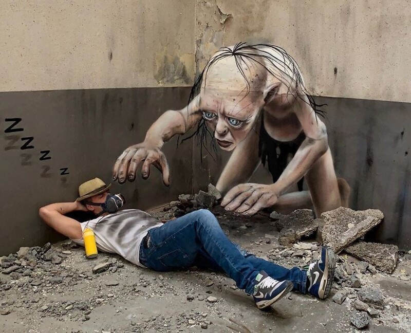 Реалистичное граффити: искусство французского художника, которое делает стены живыми 