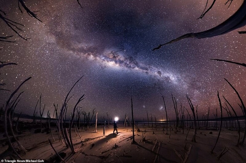"Ночной кошмар", Майкл Го. Автопортрет сделан на соленом озере Думблиунг в Западной Австралии
