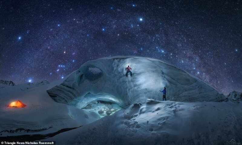 "Зимний млечный путь", Николас Реммель. Фото сделано в Мармоладе, Доломитовые Альпы, Италия