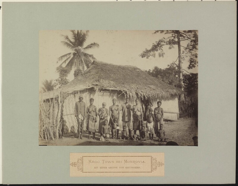 Группа негров народа кру возле Монровии. 1886
