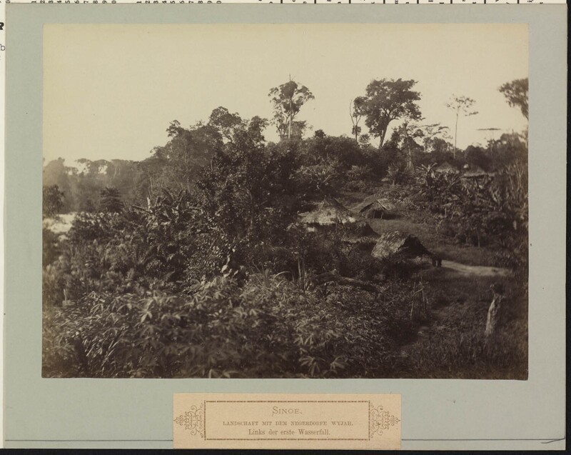 Негритянская деревня народа ваи возле водопада. Графство Синоэ, Либерия. 1887
