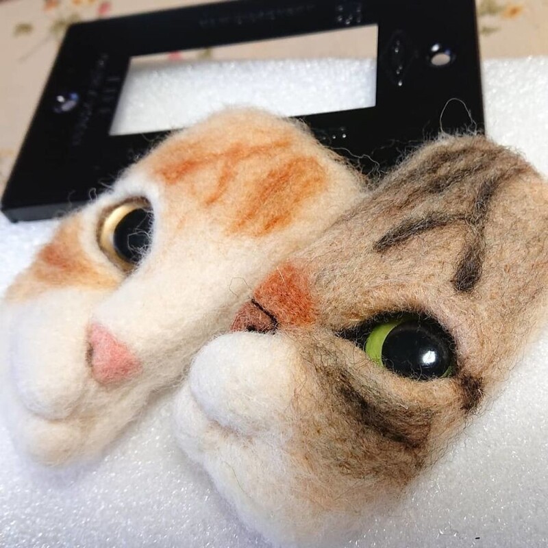 Японка создает забавные кошачьи мордочки, застрявшие в рамках