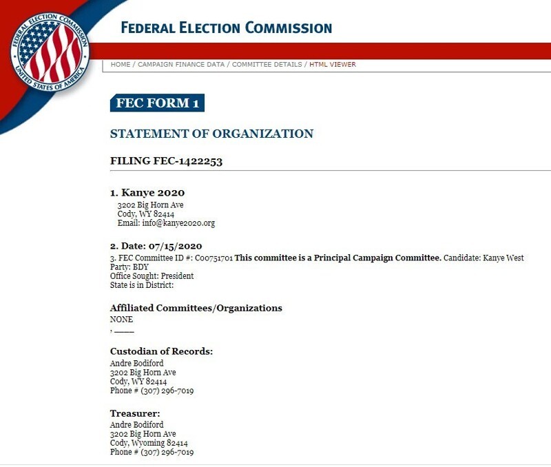 Канье Уэст зарегистрировался кандидатом в президенты США!
