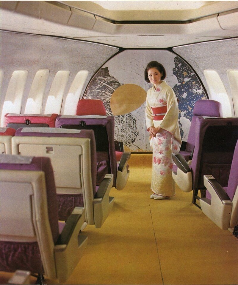 Первый класс в Japan Airlines Boeing 747-100, 1970-е.