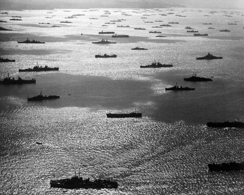 Тихоокеанская эскадра США во время операции по отвоевыванию у Японии Маршалловых островов, 1944 год.
