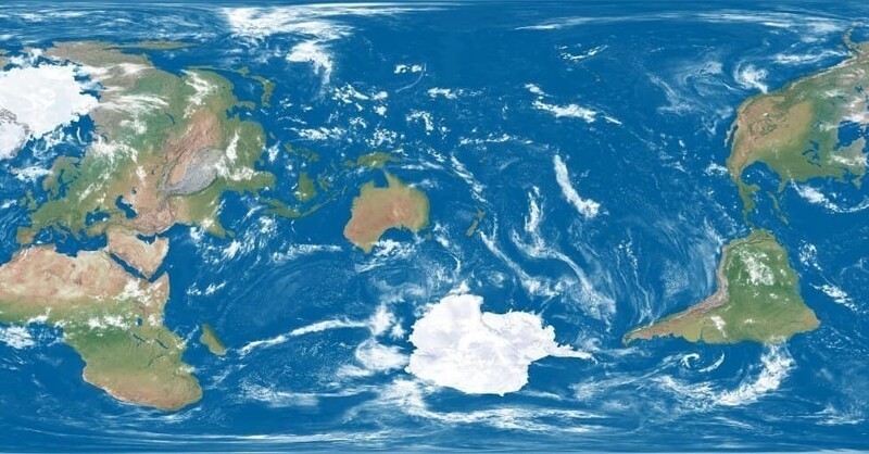9. Карта мира, центром которой является Новая Зеландия