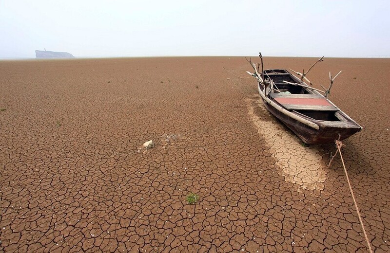 В начале прошлого года от засухи в Китае пострадали 1.33 миллиона гектаров в семи южных провинциях, а также 380 тысяч голов скота. На фотографии: крупнейшее в Китае пресноводное озеро Поянху, расположенное в провинции Цзянси. (Фото China Daily | Reut