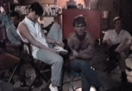 Деми Мур и Патрик Суэйзи на съемочной площадке фильма «Привидение» 1990 год