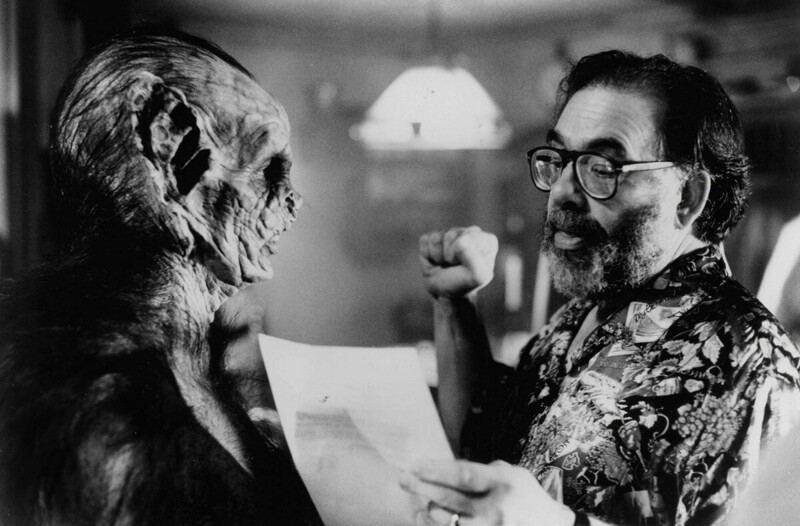 Загримированный Гари Олдман и Фрэнсис Форд Коппола на съёмках фильма "Дракула", 1992 год.