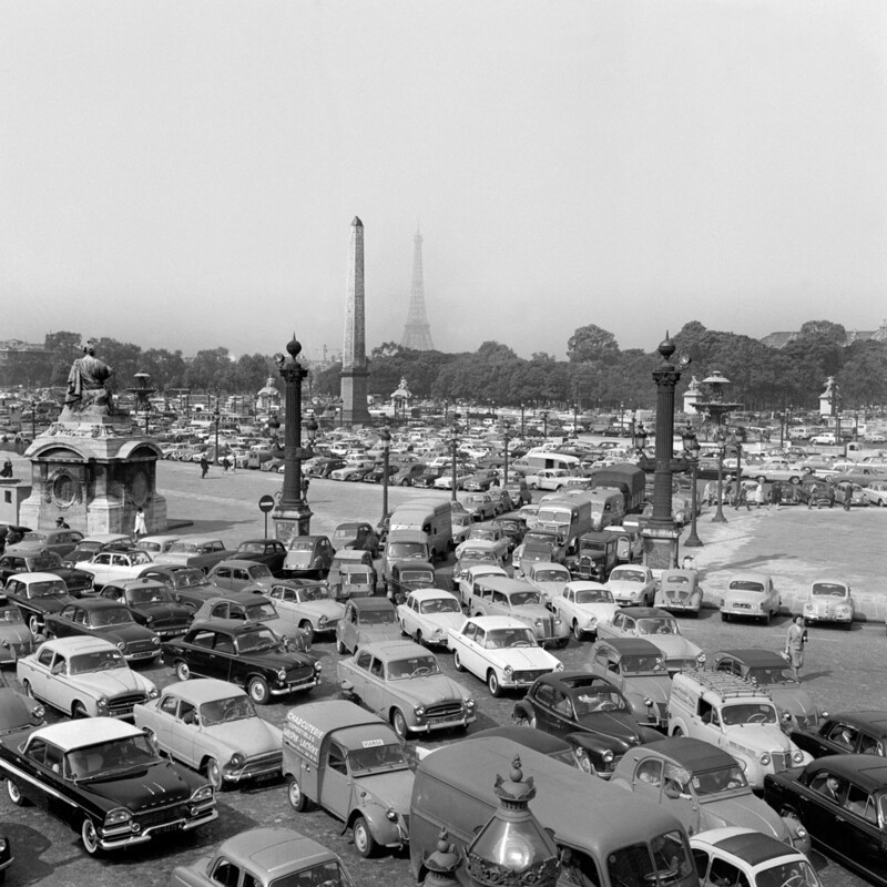 1961. Пробка на площади Согласия во время забастовки общественного транспорта